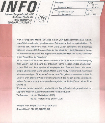 Depeche Mode : Personal Jesus (7", Single)