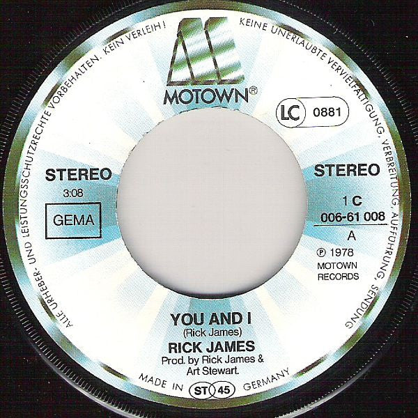 Rick James : You And I (7", Single)