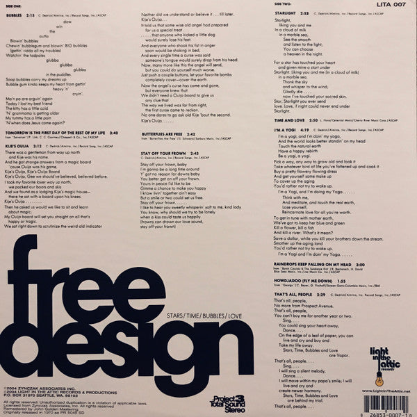 The Free Design : Stars / Time / Bubbles / Love (LP, Album, RE, RM, 180)
