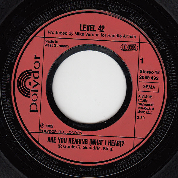 Level 42 : Are You Hearing (What I Hear)? (7", Single)