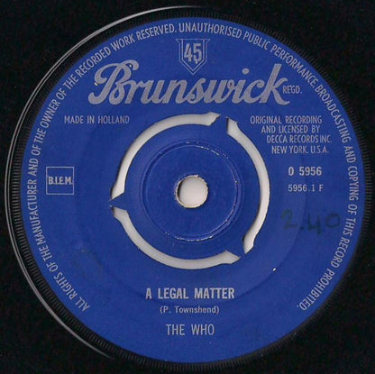 The Who : A Legal Matter / Instant Party Mixture (7", Single)