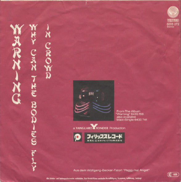 Warning (2) : Why Can The Bodies Fly (7", Single, RE, Mat)