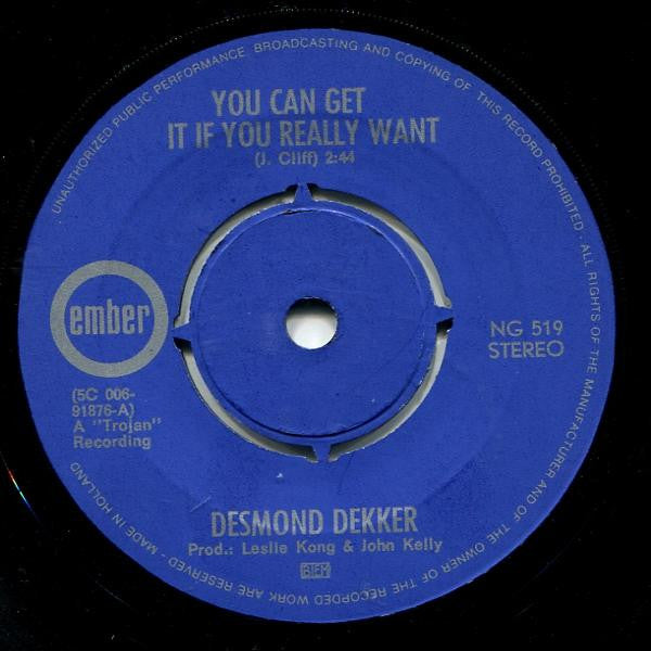 Desmond Dekker : You Can Get It If You Really Want  (7", Single)