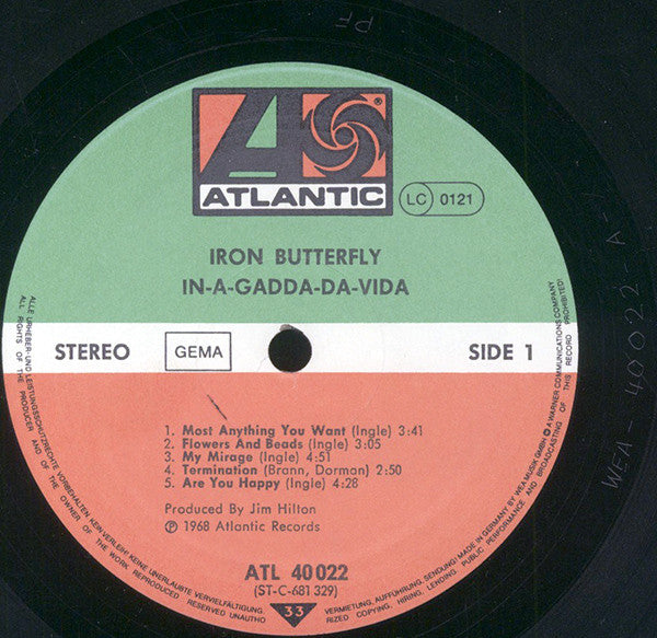 Iron Butterfly : In-A-Gadda-Da-Vida (LP, Album, RE)