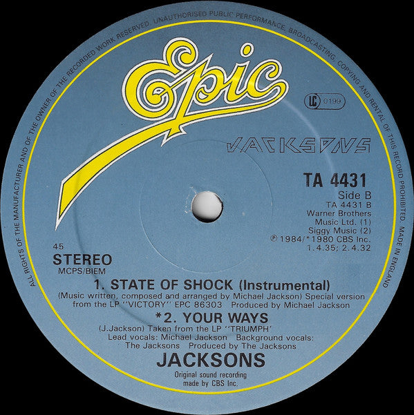 Jacksons* : State Of Shock (12")