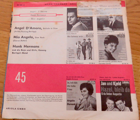 Hank Hermans : Angel D'Amore (7", Single)