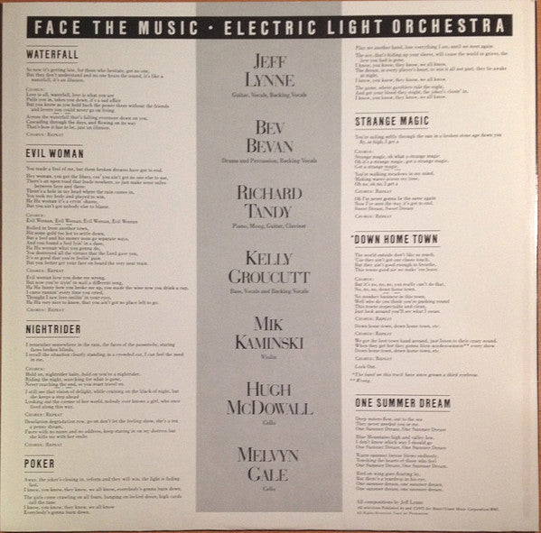 Electric Light Orchestra : Face The Music (LP, Album, Ter)