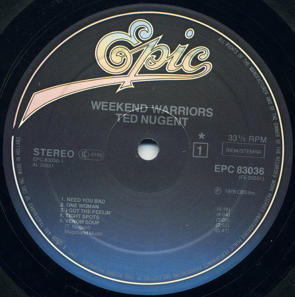 Ted Nugent : Weekend Warriors (LP, Album, RP)