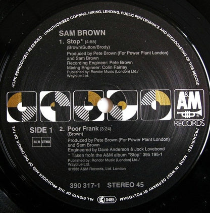 Sam Brown : Stop! (12", Maxi)