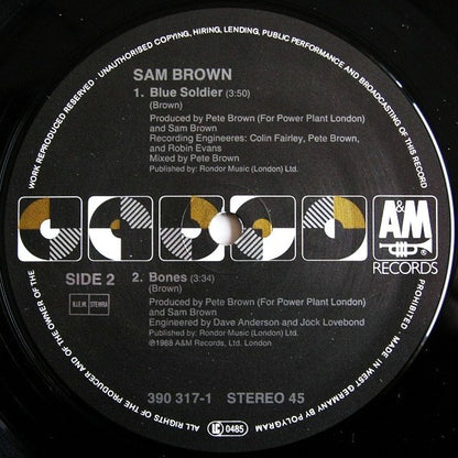 Sam Brown : Stop! (12", Maxi)
