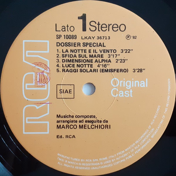 Marco Melchiori : Dossier Special (LP)