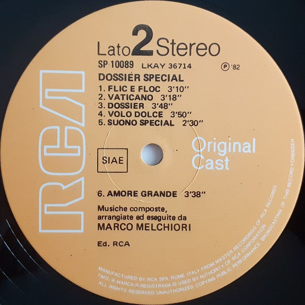 Marco Melchiori : Dossier Special (LP)