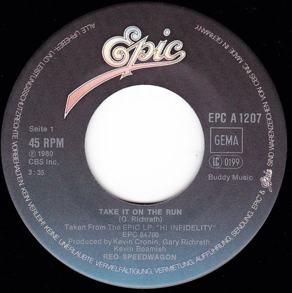 REO Speedwagon : Take It On The Run (7", Single)