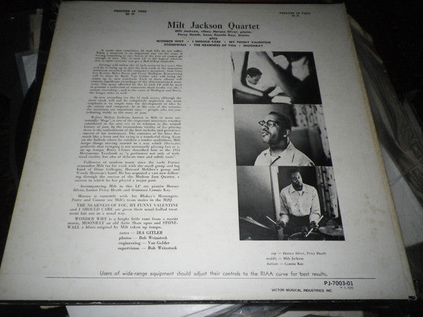 Milt Jackson : Milt Jackson Quartet (LP, Album, Mono, RE)