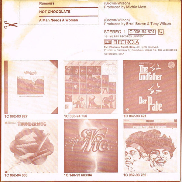 Hot Chocolate : Rumours (7", Single)