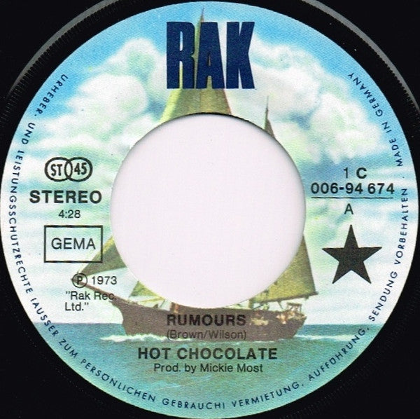 Hot Chocolate : Rumours (7", Single)