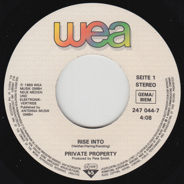 Private Property : Rise Into (7", Single)