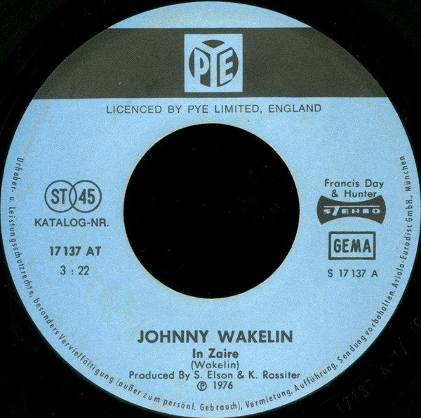 Johnny Wakelin : In Zaire (7", Single)