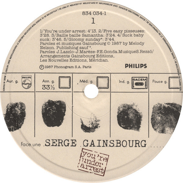 Serge Gainsbourg : You're Under Arrest (LP, Album)