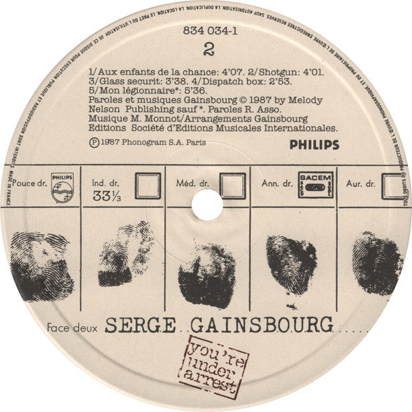 Serge Gainsbourg : You're Under Arrest (LP, Album)