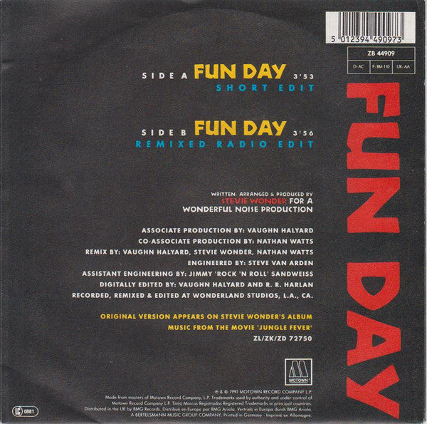 Stevie Wonder : Fun Day (7")
