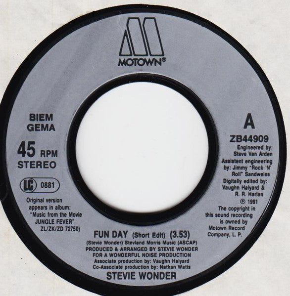 Stevie Wonder : Fun Day (7")