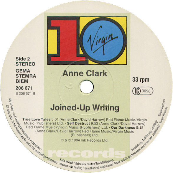 Anne Clark : Joined Up Writing (LP, MiniAlbum)