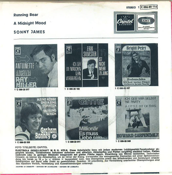 Sonny James : Running Bear (7", Single)