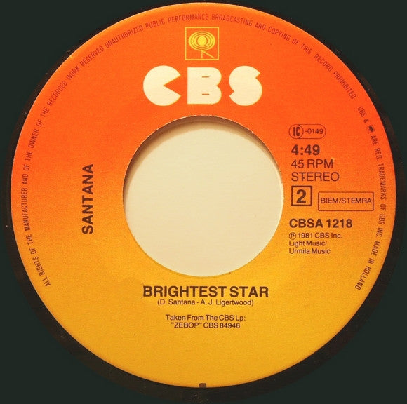 Santana : I Love You Much Too Much (7", Single)