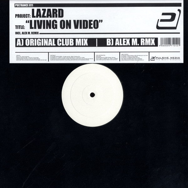 Lazard : Living On Video (12", Promo, W/Lbl)