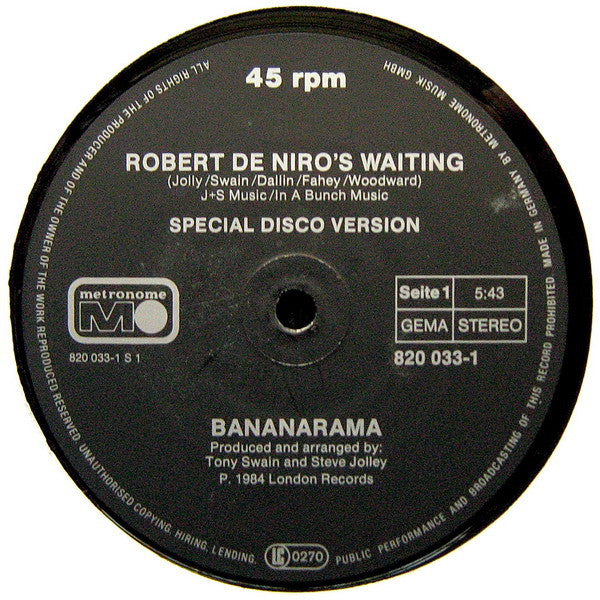 Bananarama : Robert De Niro's Waiting... (12", Maxi)