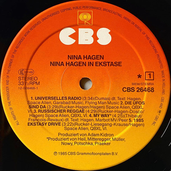 Nina Hagen : In Ekstase (LP, Album, Sun)
