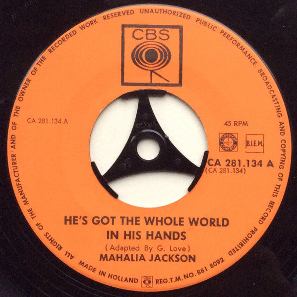 Mahalia Jackson : He's Got The Whole World In His Hands / Didn't It Rain (7", Single)
