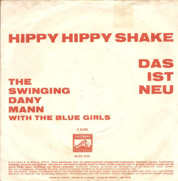 The Swinging Dany Mann* With  The Blue Girls : Hippy Hippy Shake (7", Single)