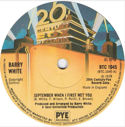 Barry White : September When I First Met You (7", Single)