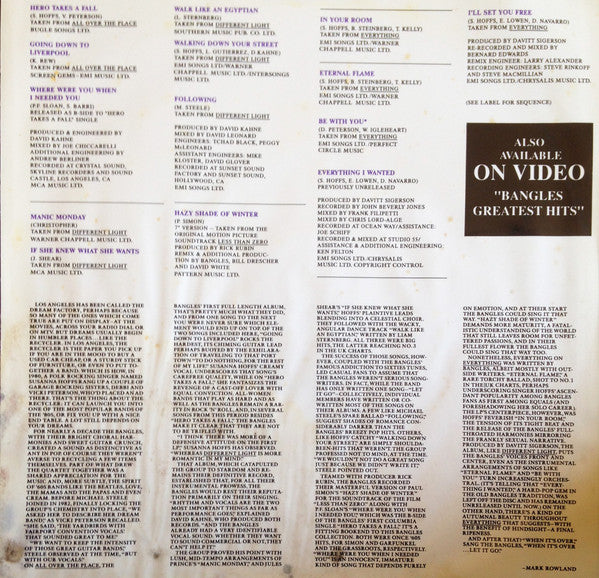 Bangles : Greatest Hits (LP, Comp)