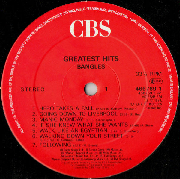 Bangles : Greatest Hits (LP, Comp)