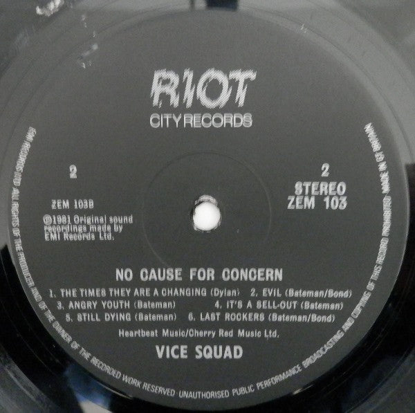 Vice Squad : No Cause For Concern (LP, Album, RP)