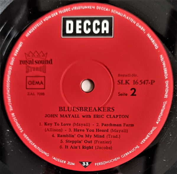 John Mayall With Eric Clapton : Blues Breakers (LP, Album)