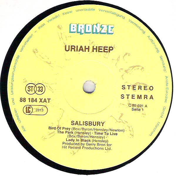 Uriah Heep : Salisbury (LP, Album, RE, Gat)
