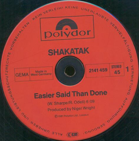Shakatak : Easier Said Than Done (12", Maxi)