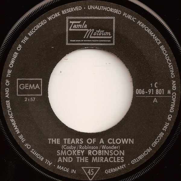 The Miracles : The Tears Of A Clown (7", Single, Mono)