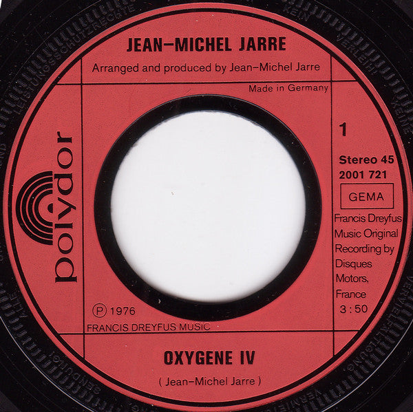 Jean Michel Jarre* : Oxygene IV (7", Single)