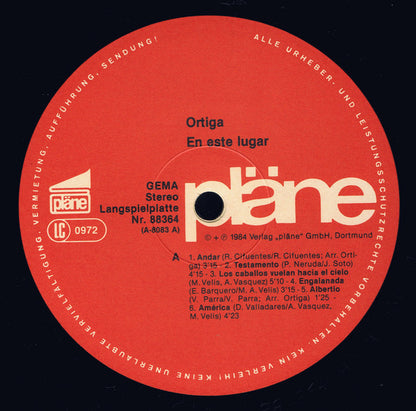 Ortiga : En Este Lugar (LP, Album)