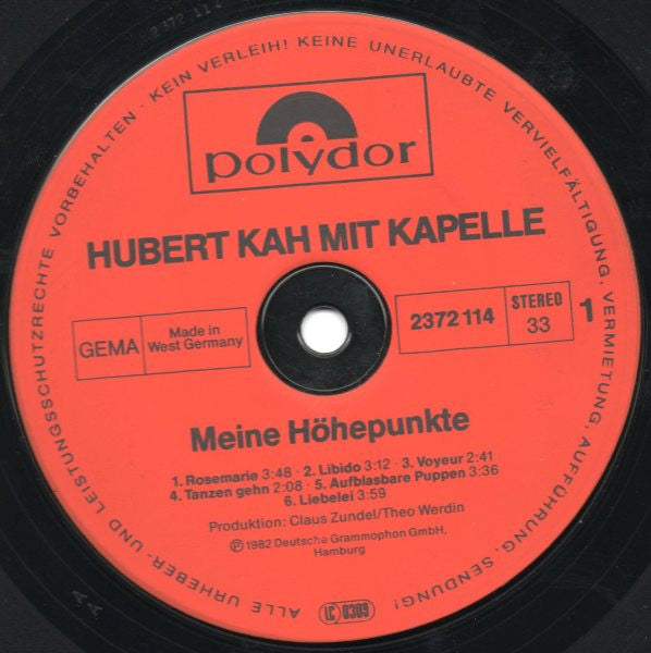 Hubert Kah Mit Kapelle* : Meine Höhepunkte (LP, Album)