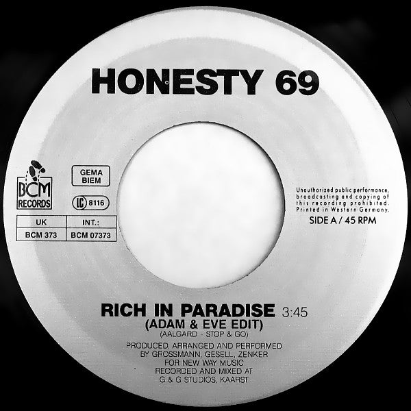 Honesty 69 : Rich In Paradise (7", Single)