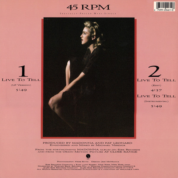 Madonna : Live To Tell (12", Maxi, SRC)