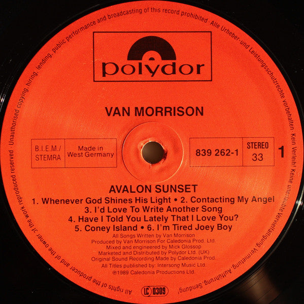 Van Morrison : Avalon Sunset (LP, Album)