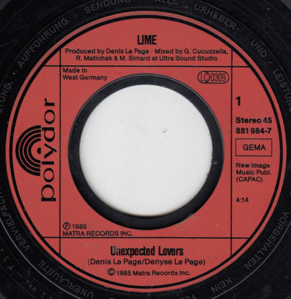 Lime (2) : Unexpected Lovers (7", Single)