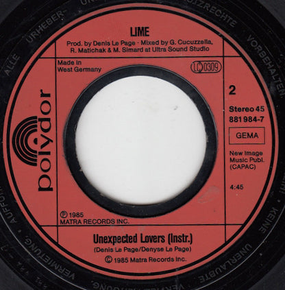 Lime (2) : Unexpected Lovers (7", Single)